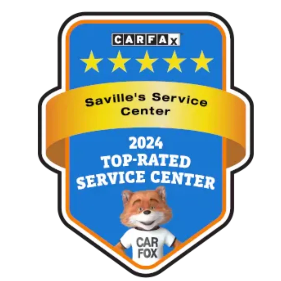 Carfax 2024 Top-Rated badge with stars and cartoon Car Fox mascot